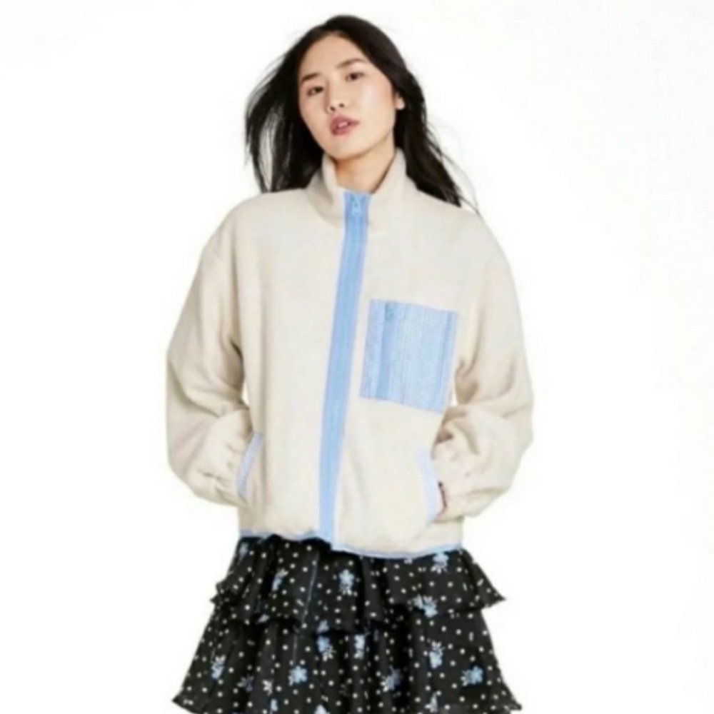 Sandy Liang x Target Women's Gingham Pocket Sherpa Jacket NWT size L